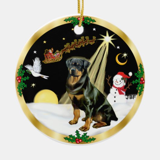 Nachtflug - Rottweiler Keramik Ornament (Vorne)