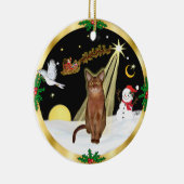 Nachtflug - Ruddy Abyssinian cat Keramik Ornament (Rechts)