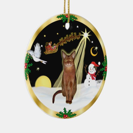 Nachtflug - Ruddy Abyssinian cat Keramik Ornament (Rechts)