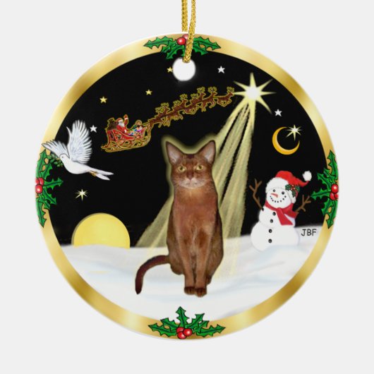 Nachtflug - Ruddy Abyssinian cat Keramik Ornament (Vorne)