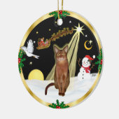 Nachtflug - Ruddy Abyssinian cat Keramik Ornament (Links)