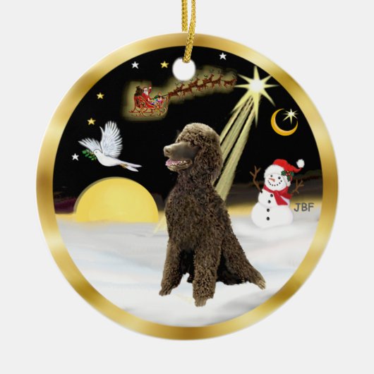 Nachtflug - Schokolade Standard Poodle Keramik Ornament (Vorne)