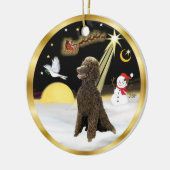 Nachtflug - Schokolade Standard Poodle Keramik Ornament (Links)