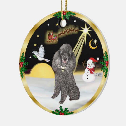 Nachtflug - Silver Miniature oder Toy Poodle Keramikornament (Links)