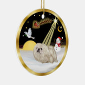 Nachtflug - Weißpekingese Keramikornament (Rechts)