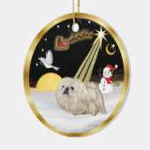 Nachtflug - Weißpekingese Keramikornament (Links)