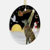 Nachtflug - Windhund mit Brindle Keramik Ornament (Rechts)