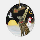 Nachtflug - Windhund mit Brindle Keramik Ornament (Links)