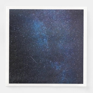 Nachtfoto der Galaxie Milchstraße in Navyblau Serviette