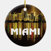 NachtFoto Miamis Florida Keramik Ornament (Hinten)