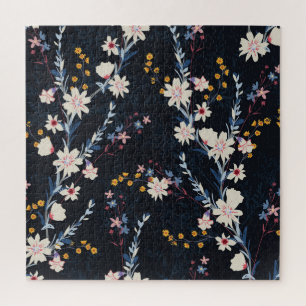 Nachtgarten Floral Navy Muster Puzzle