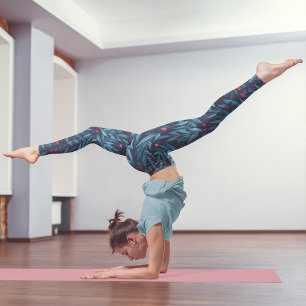 Nachtgarten mit Aquarellfarben - Türkis, Blau und  Leggings