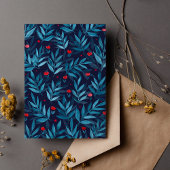 Nachtgarten mit Aquarellfarben - Türkis, Blau und Postkarte