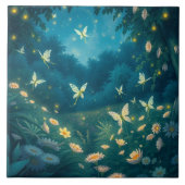 Nachtgarten mit Blume und Kaminen Fliese (Vorderseite)