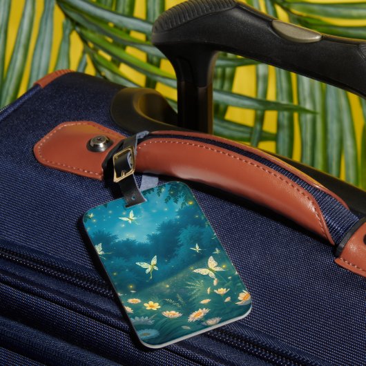 Nachtgarten mit Blume und Kaminen Gepäckanhänger (Vorderseite Insitu 1)