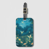 Nachtgarten mit Blume und Kaminen Gepäckanhänger (Vorderseite Vertikal)