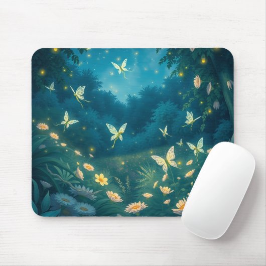 Nachtgarten mit Blume und Kaminen Mousepad (Mit Mouse)