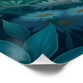 Nachtgarten mit Blume und Kaminen Poster (Ecke)