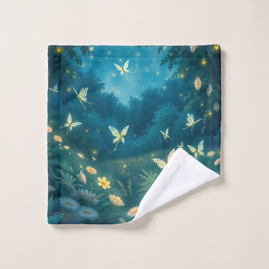 Nachtgarten mit Blume und Kaminen Waschlappen (Waschlappen)