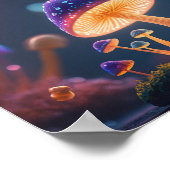 Nachtglühen Lila Pilze Poster (Ecke)