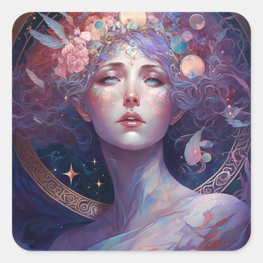 Nachtgoddess Queen Fantasy Art Square Sticker (Vorderseite)