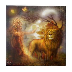 Nachtgöttin und Löwe Fliese