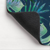 Nachtgrüne tropische Blätter Mousepad (Ecke)