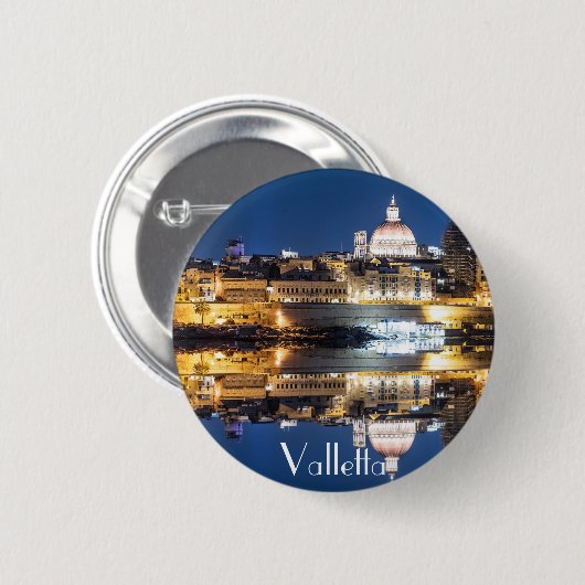 Nachthafen der Altstadt von Valletta Button (Vorne & Hinten)