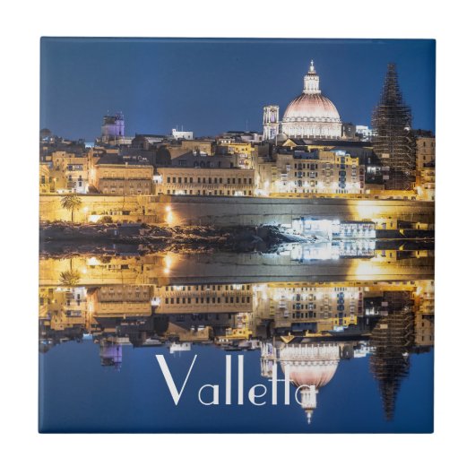 Nachthafen der Altstadt von Valletta Fliese (Vorderseite)