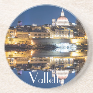 Nachthafen der Altstadt von Valletta Getränkeuntersetzer