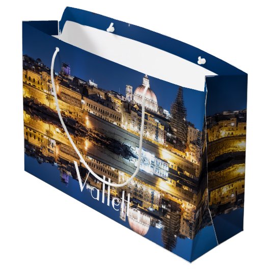 Nachthafen der Altstadt von Valletta Große Geschenktüte (Rückseite Schrägansicht)