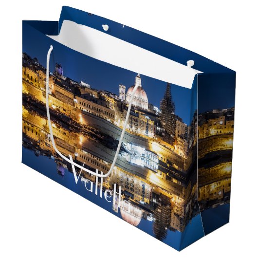 Nachthafen der Altstadt von Valletta Große Geschenktüte (Vorderseite Schrägansicht)