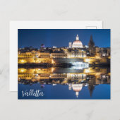 Nachthafen der Altstadt von Valletta Postkarte (Vorne/Hinten)