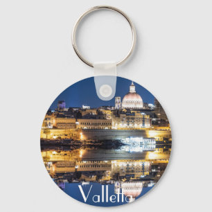 Nachthafen der Altstadt von Valletta Schlüsselanhänger