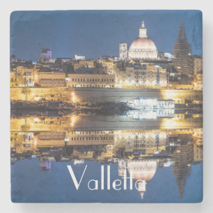 Nachthafen der Altstadt von Valletta Steinuntersetzer