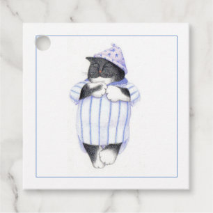 NACHTHEMD KATZE Quadratische Geschenkanhänger