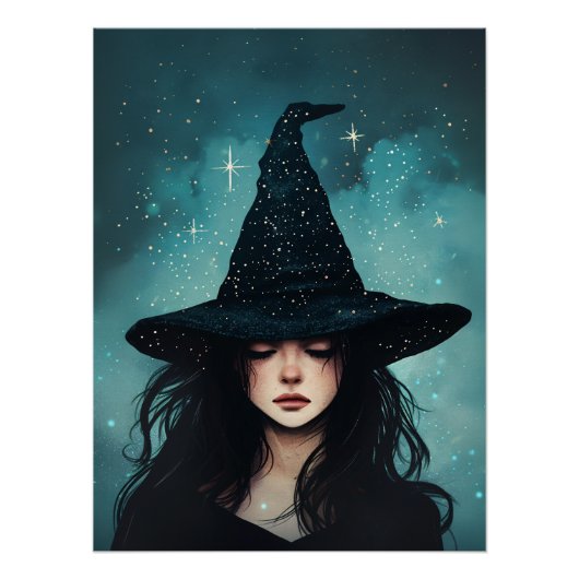 Nachthexe, weißes Halloween Poster (Vorderseite)