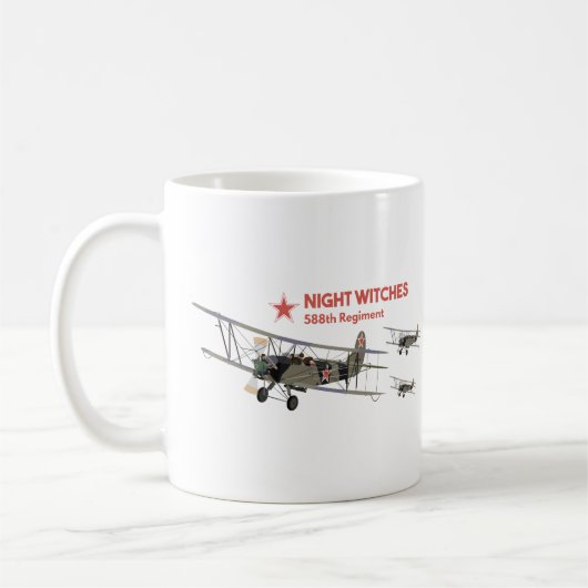 NachtHexen Weibliche WW2-Piloten Kaffeetasse (Links)