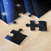 Nachthimmel - abstraktes blaues gestreiftes Muster Puzzle (Seite)