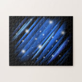 Nachthimmel - abstraktes blaues gestreiftes Muster Puzzle (Horizontal)