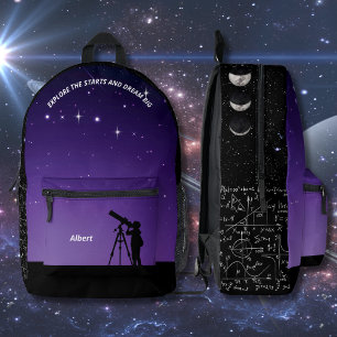 Nachthimmel-Astronomie-Rucksack Lila & Schwarz Bedruckter Rucksack