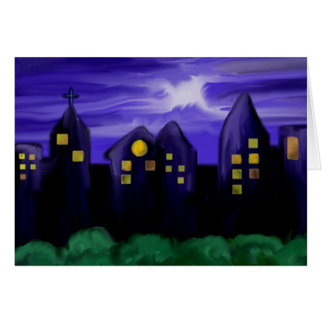 Nachthimmel bemalt Grußkarte (Vorderseite (Horizontal))