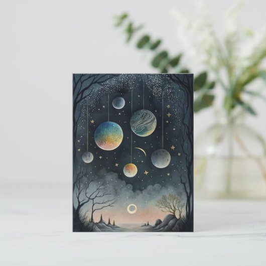 Nachthimmel der Planeten Postkarte (Stehend Vorderseite)