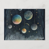 Nachthimmel der Planeten Postkarte (Rückseite)