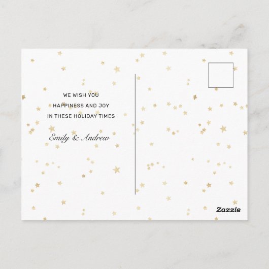 Nachthimmel goldene Sterne Feiertage Foto Postkarte (Rückseite)