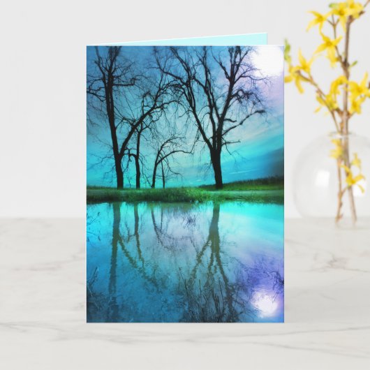 Nachthimmel, Grußkarten Karte (Gelbe Blume)