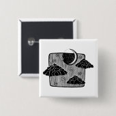 Nachthimmel Halbmond Wolken Handgezeichnete Illust Button (Vorne & Hinten)
