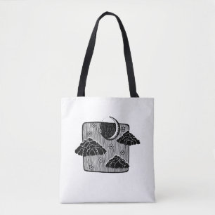 Nachthimmel Halbmond Wolken Handgezeichnete Illust Tasche