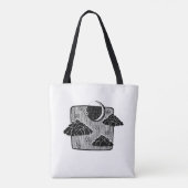 Nachthimmel Halbmond Wolken Handgezeichnete Illust Tasche (Rückseite)