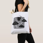 Nachthimmel Halbmond Wolken Handgezeichnete Illust Tasche (Von Nahem)